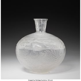 79253: René Lalique Lievres Vase, circa 1923 Clear and