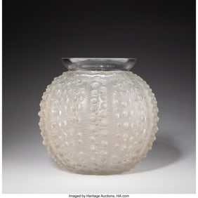 79254: René Lalique Oursin Vase, circa 1920 Clear and