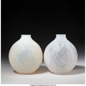 79256: René Lalique Two Espalion Vases, circa 1927 Opa