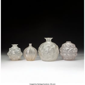 79261: René Lalique Four Vases, circa 1924 Clear and f