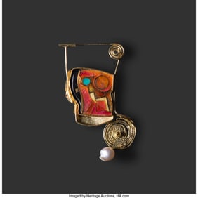 67010: William Harper Rose Pink Red Brooch USA, 2005 Cl