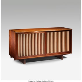 67040: George Nakashima Double Sliding Door Cabinet USA