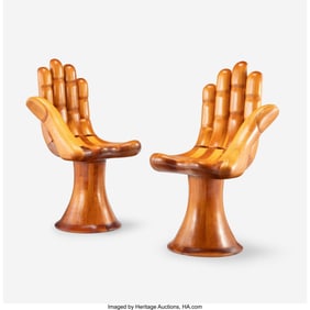 67058: Pedro Friedeberg Pair of Hand Chairs Mexico, des