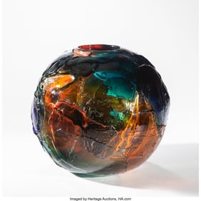 67083: Gae Aulenti Gaecolor Vase Venini Italy, 1996 Blo