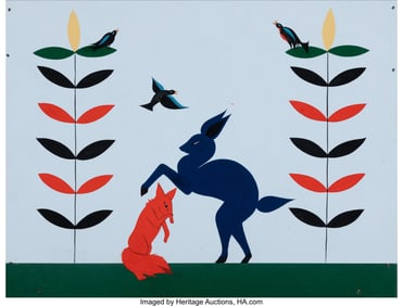 67095: Clare Rojas Untitled (Red Fox and Blue Deer) USA