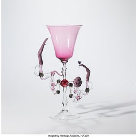 67151: Lucio Bubacco Goblet Italy, 1994 Lampworked gla