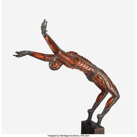 67156: David Bennett The Acrobat USA Blown glass, bronz