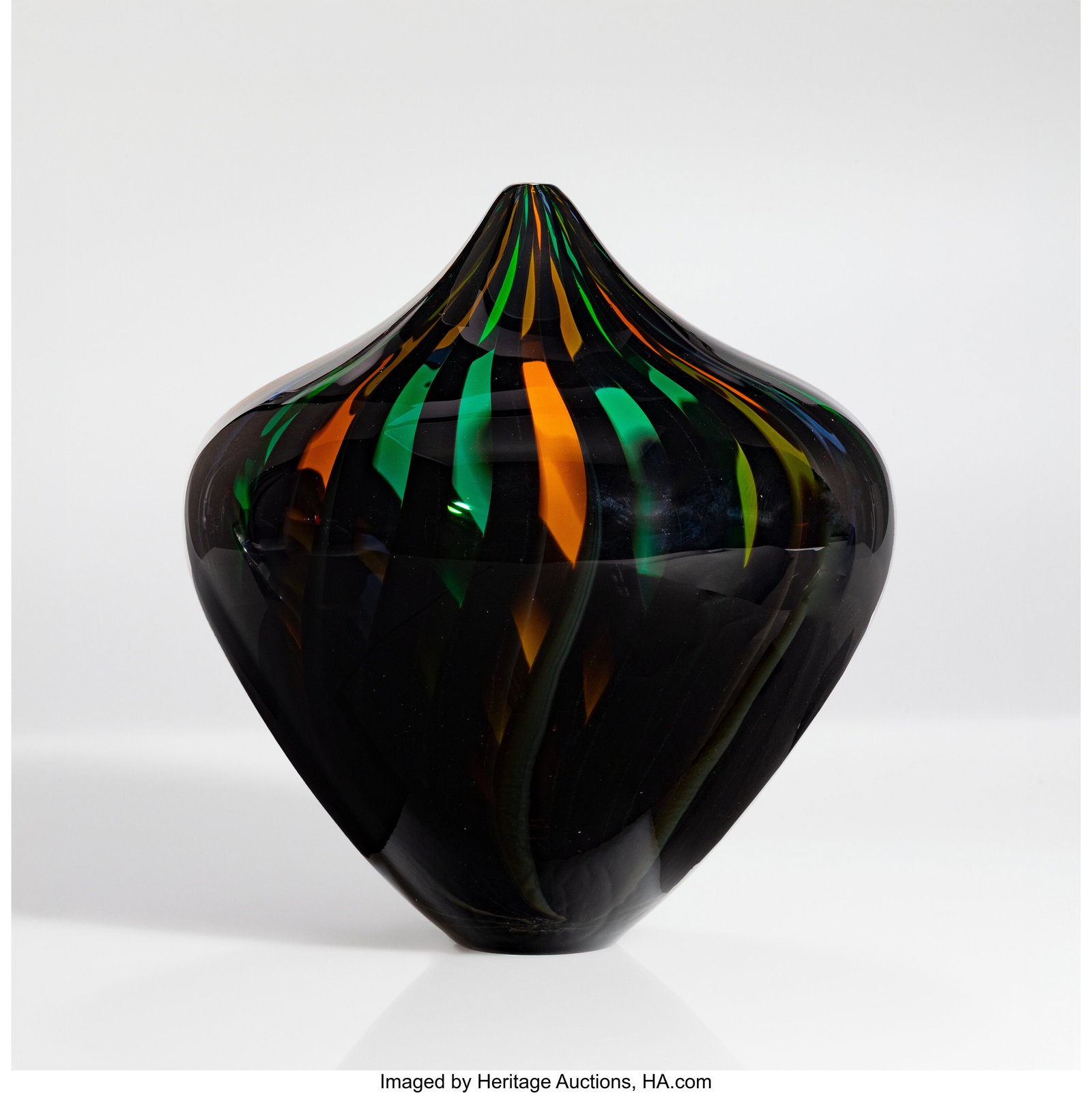 David Patchen Parabola Vase USA, 21st century Gl: David Patchen Parabola Vase USA, 21st century Glass 10-1/4 x 8-1/8 x 8-1/8 inches (26.0 x 20.6 x 20.6 cm) Inscribed: DAVID PATCHEN PROVENANCE&col