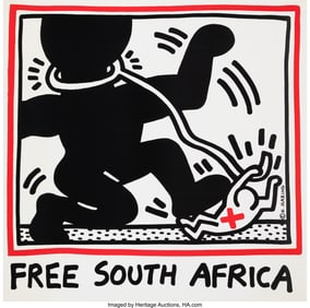 41070: Keith Haring (1958-1990) Free South Africa (Post