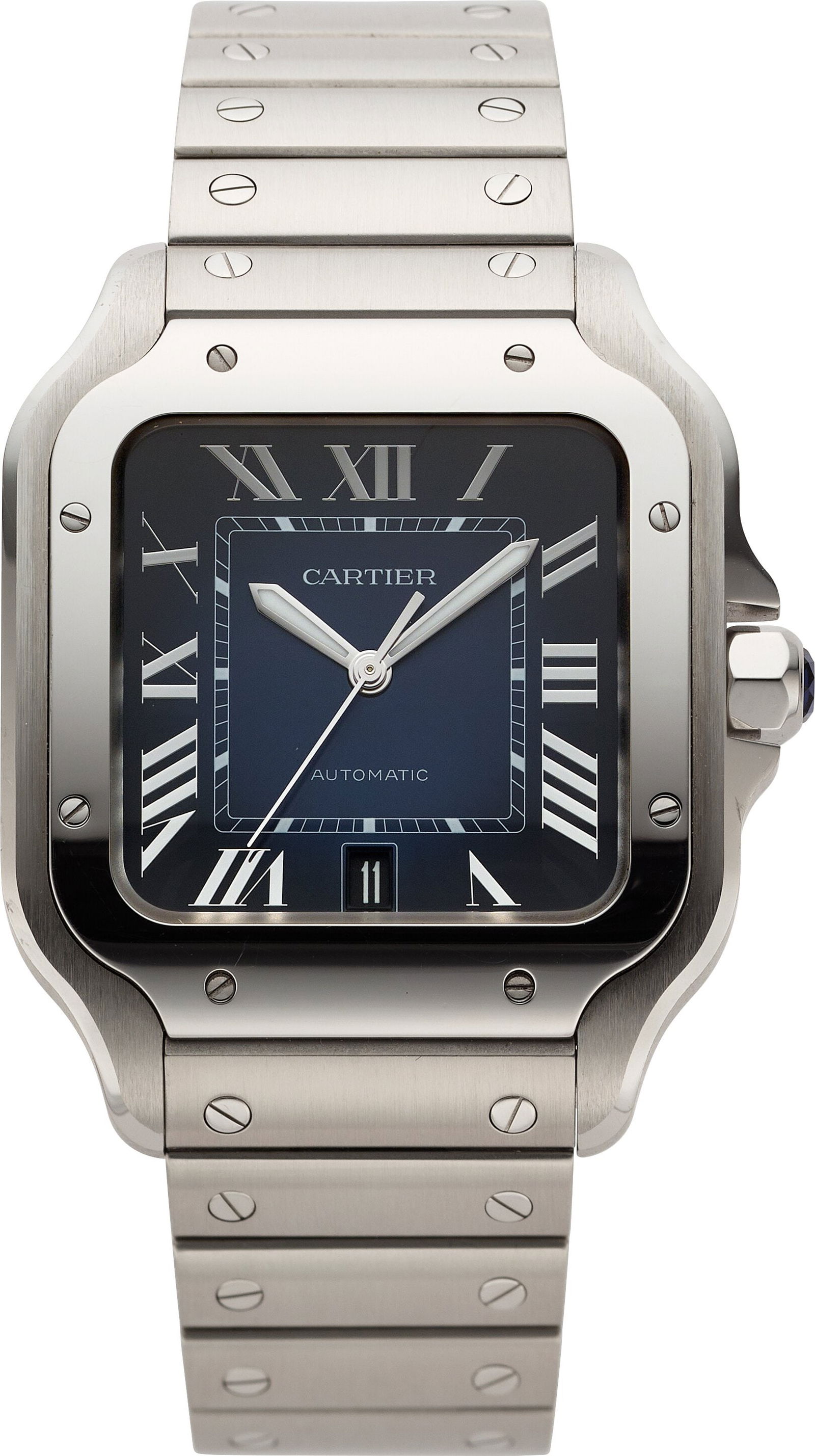 12001: Cartier Santos Large Stainless Steel Wristwatch