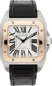 12013: Cartier Santos 100 Stainless Steel & 18k Rose Go