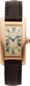 12015: Cartier Tank Americaine 18k Rose Gold Wristwatch