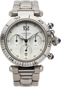 12020: Cartier Stainless Steel Pasha Chronograph Wristw