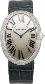 12023: Cartier 18k White Gold Baignoire XL Wristwatch R