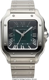 12026: Cartier, Stainless Steel Santos, Green Dial, Ref
