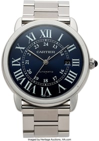 12028: Cartier Ronde Solo XL Blue Dial Automatic Steel