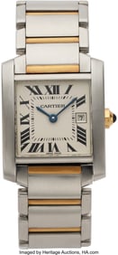 12030: Cartier Gold, Stainless Steel Tank Francaise Wri