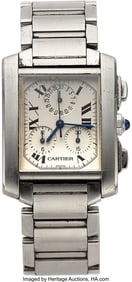 12038: Cartier Stainless Steel Tank Française Wristwat