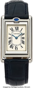 12040: Cartier Stainless Steel Tank Basculante Wristwat
