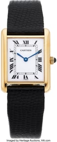 12042: Cartier Tank Louis Yellow Gold Wristwatch with S