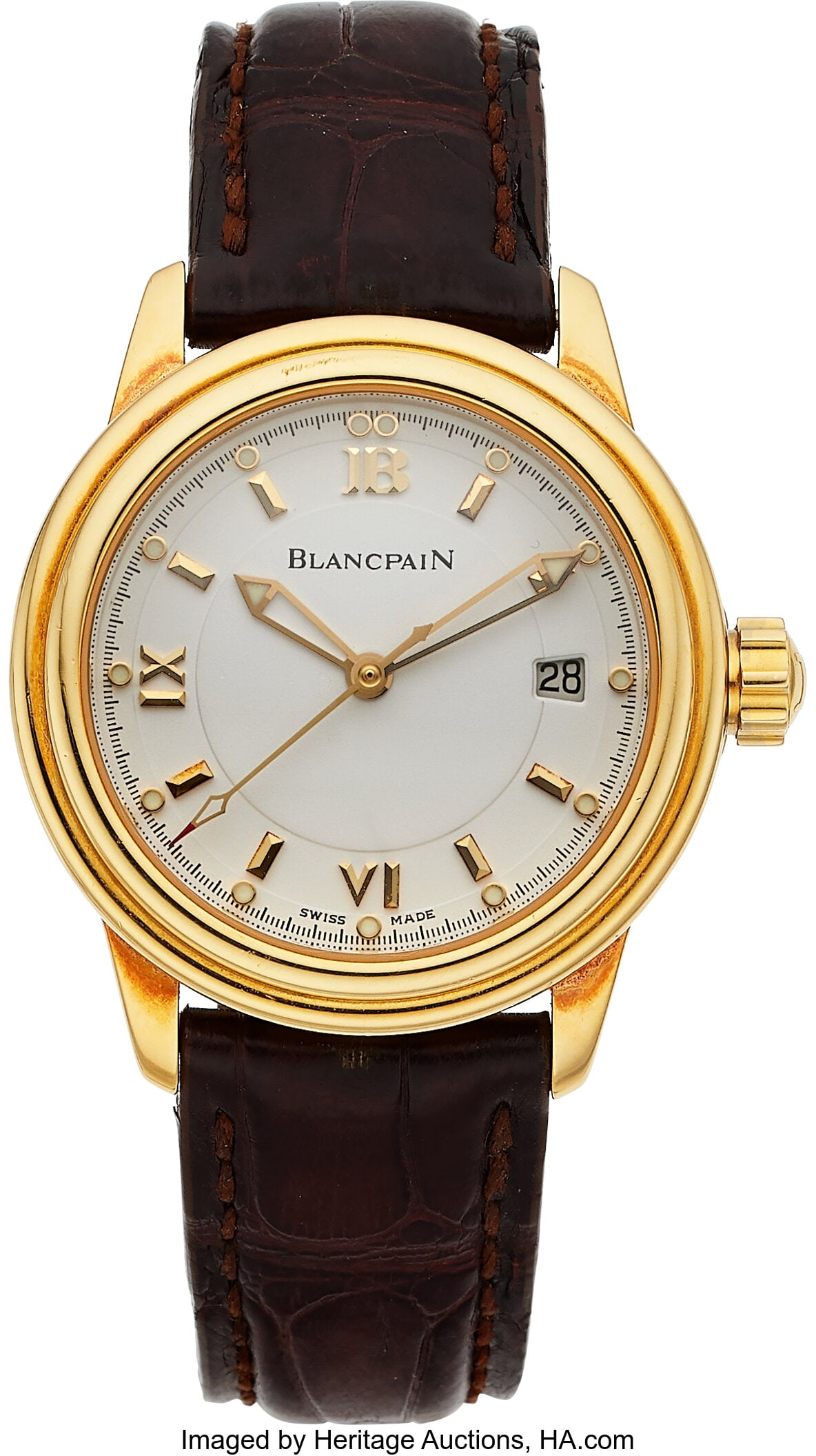 Blancpain Lady's Leman Ultra Slim 18K Yellow Gol: Blancpain Lady's Leman Ultra Slim 18K Yellow Gold Wristwatch Case: 29mm,18K yellow gold, three body screw back case, No 7 Dial: white Roman, gold luminous baton han