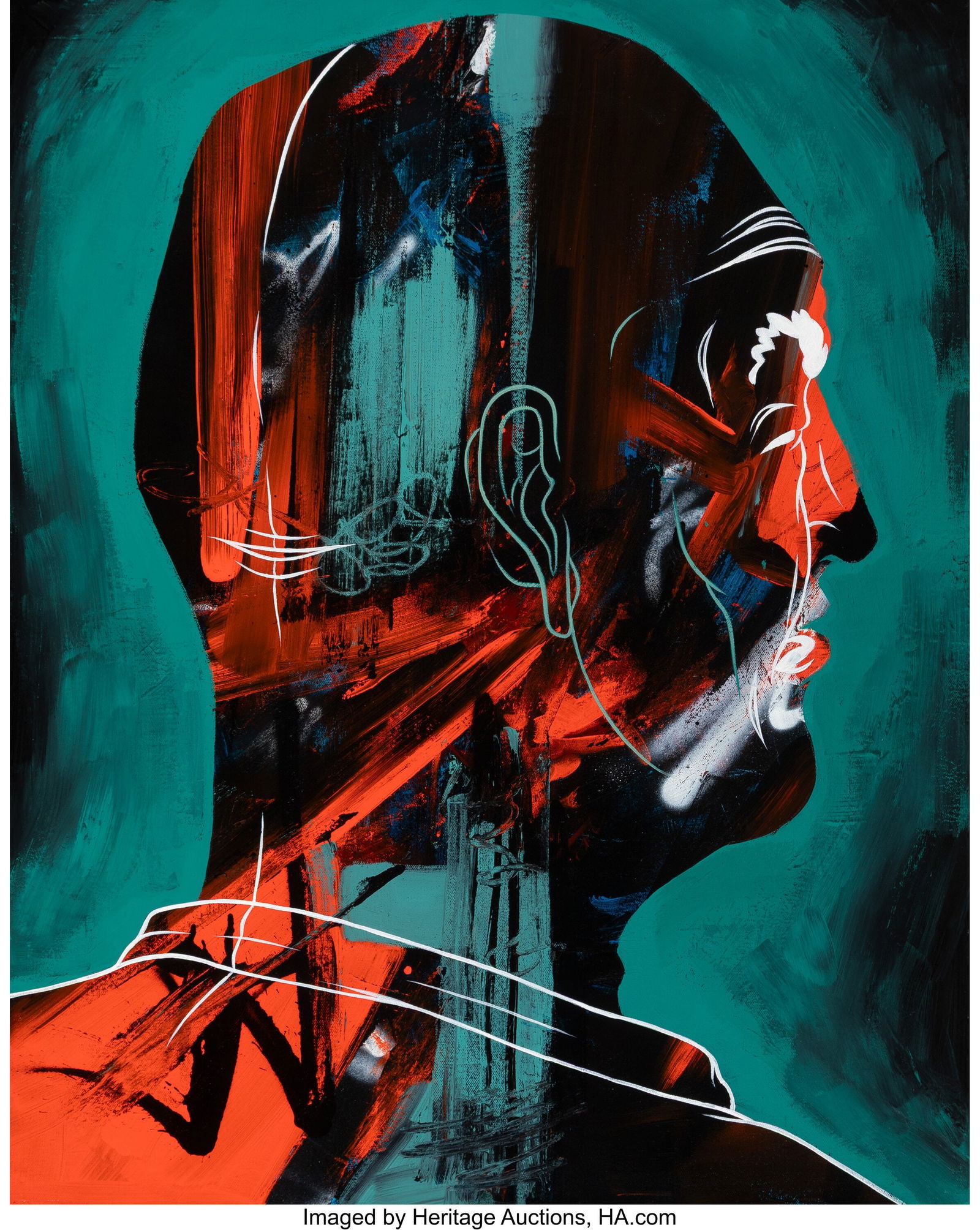 Dave Kinsey (b. 1971) Head Trip, 2010 Acrylic an: Dave Kinsey (b. 1971) Head Trip, 2010 Acrylic and ink on canvas 30 x 24 inches (76.2 x 61.0 cm) Signed, titled, and dated on the reverse&colo