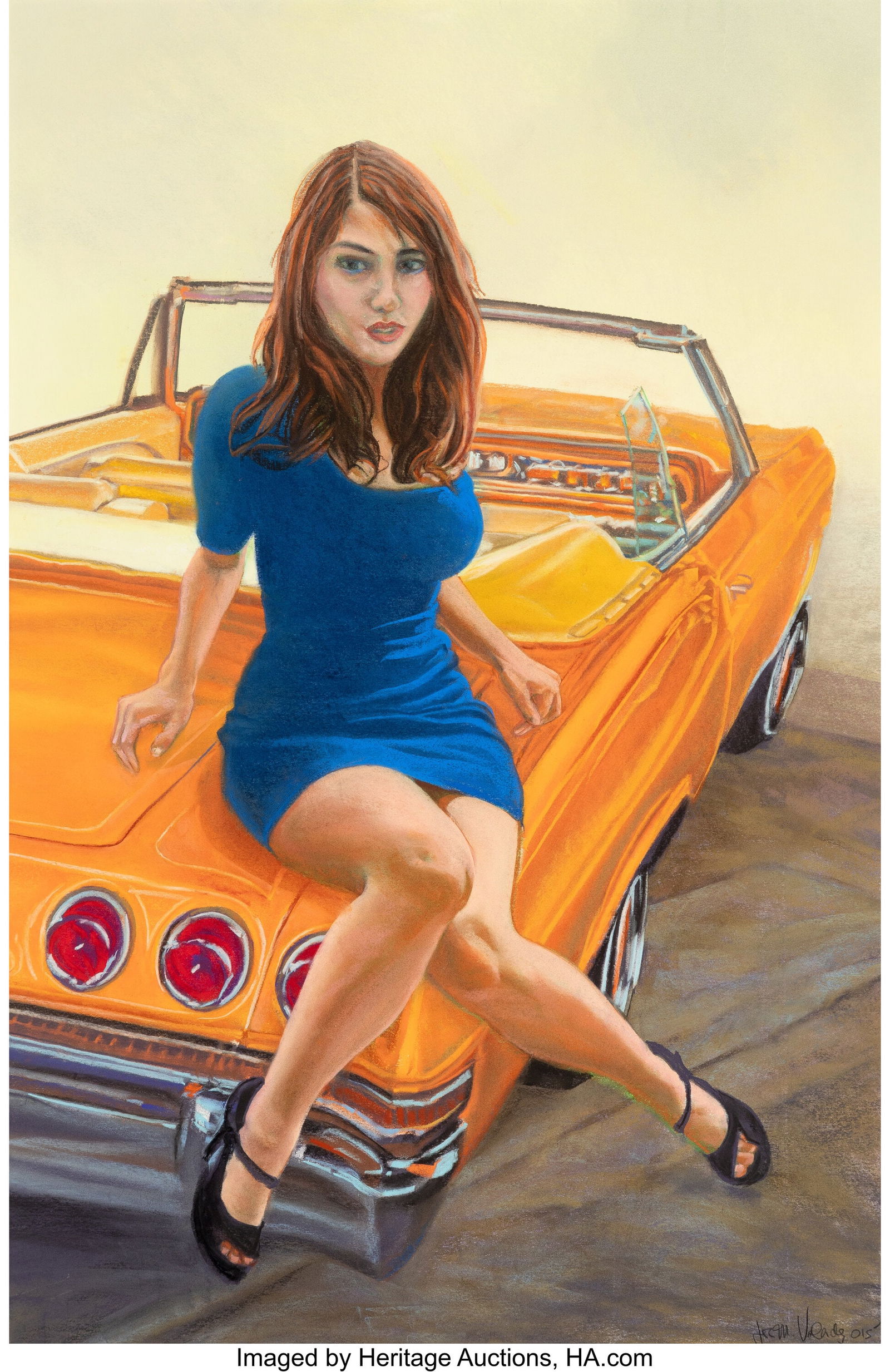 John Valadez (b. 1951) Untitled (Seated Figure),: John Valadez (b. 1951) Untitled (Seated Figure), 2015 Pastel on paper 37-1/4 x 24-1/4 inches (94.6 x 61.6 cm) (sight) Signed