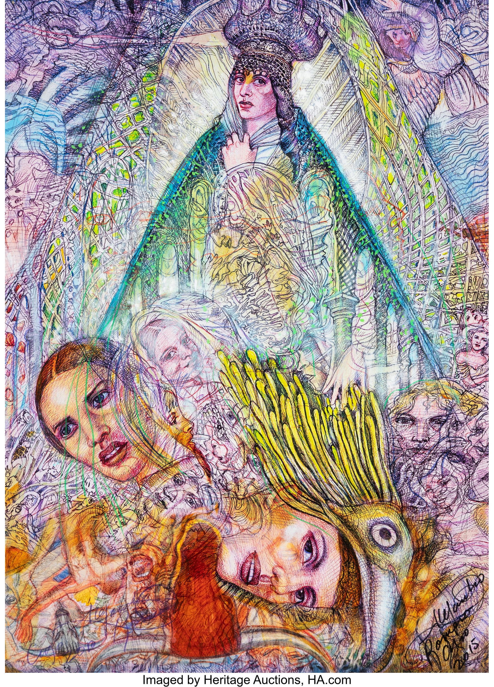 Alejandro Romero (b. 1948) Vitrube, 2010 Giclee: Alejandro Romero (b. 1948) Vitrube, 2010 Giclee in colors on paper with hand-embellishments 32-1/4 x 23-1/2 inches (81.9 x 59.7 cm) Signed and da