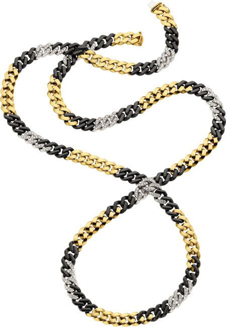 Diamond, Gold Necklace, Bvlgari: Diamond, Gold Necklace, Bvlgari The necklace features full-cut diamonds weighing a total o