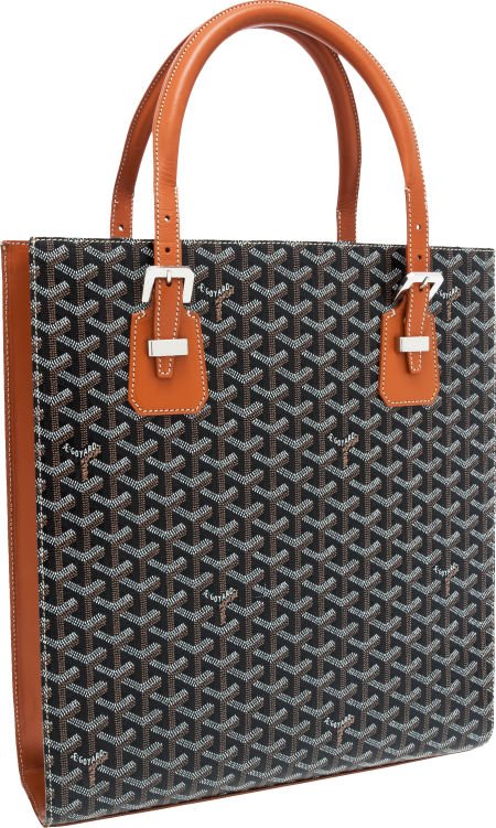 Goyard Brown Chevron Monogram Canvas & Leather C: Goyard Brown Chevron Monogram Canvas & Leather Comores Tote Bag Excellent Condition