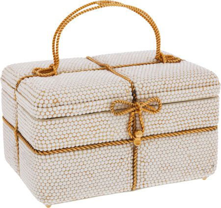 Judith Leiber Full Bead Chalk Crystal Gift Box M: Judith Leiber Full Bead Chalk Crystal Gift Box Minaudiere Evening Bag Very Good Conditi