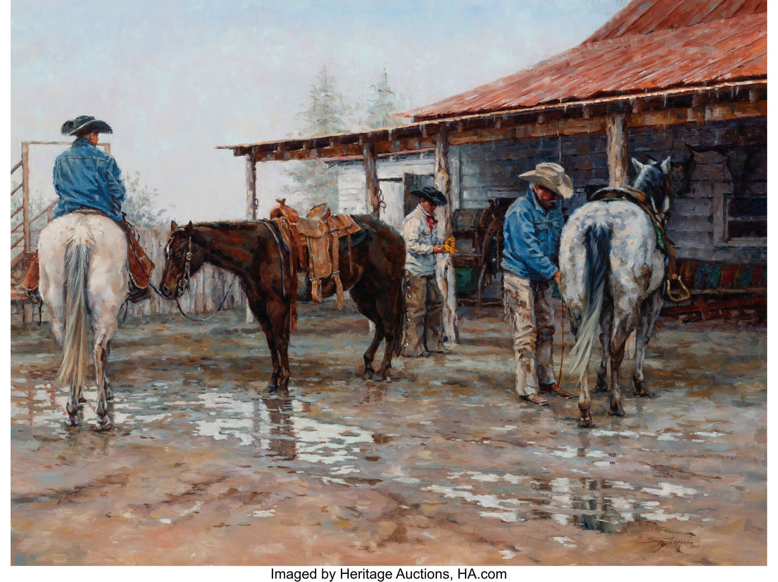 Sonya Terpening (American, b. 1954) Still Beats: Sonya Terpening (American, b. 1954) Still Beats Office Work, 2009 Oil on linen 30 x 40 inches (76.2 x 101.6 cm) Signed and dated lower right: