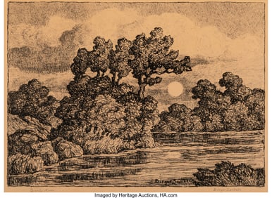 76103: Birger Sandzén (American, 1871-1954) Early Moon