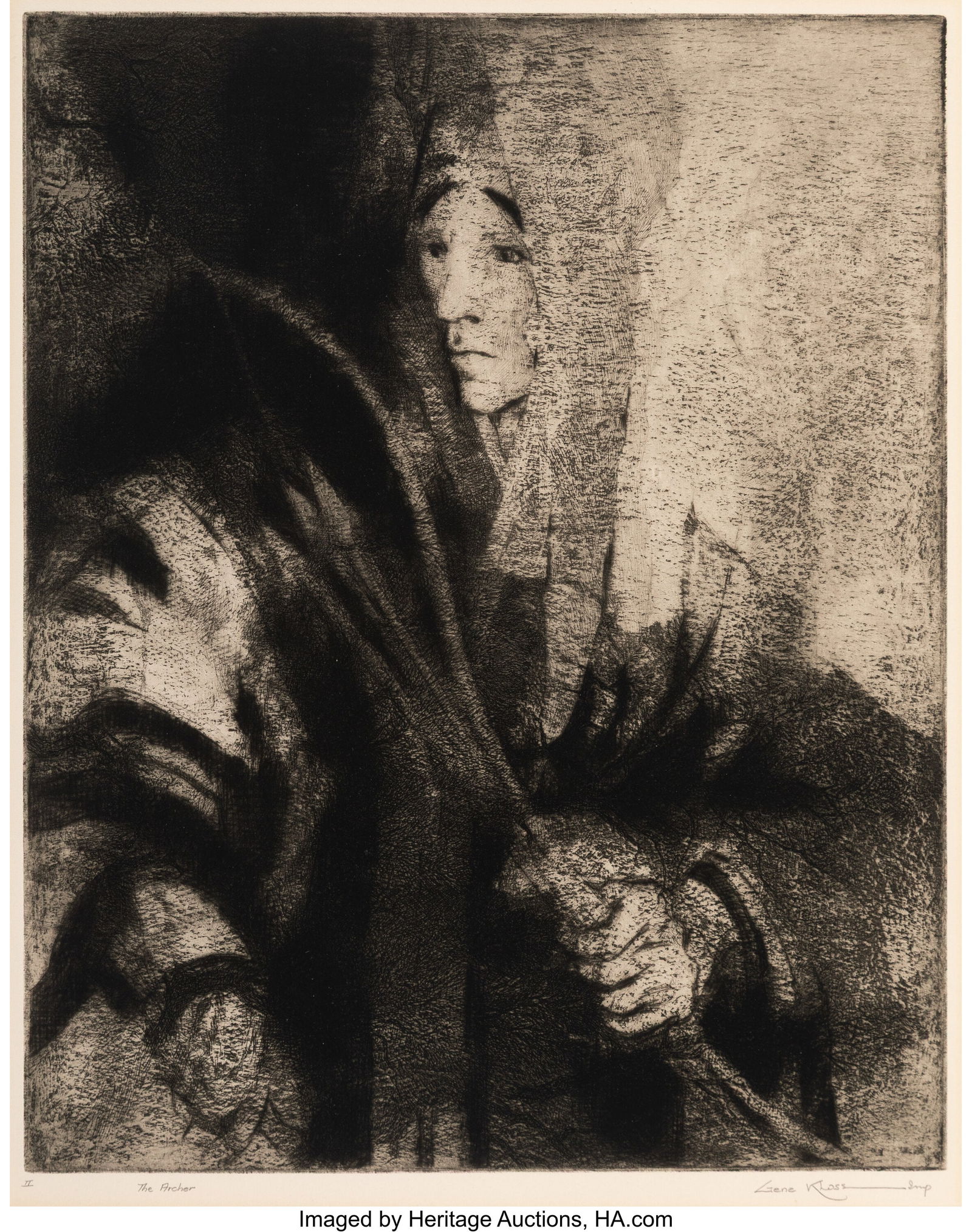 Gene Kloss (American, 1903-1996) The Archer, 196: Gene Kloss (American, 1903-1996) The Archer, 1964 Drypoint and aquatint etching on paper 15 x 12 inches (38.1 x 30.5 cm) (image) Edition of 50 S