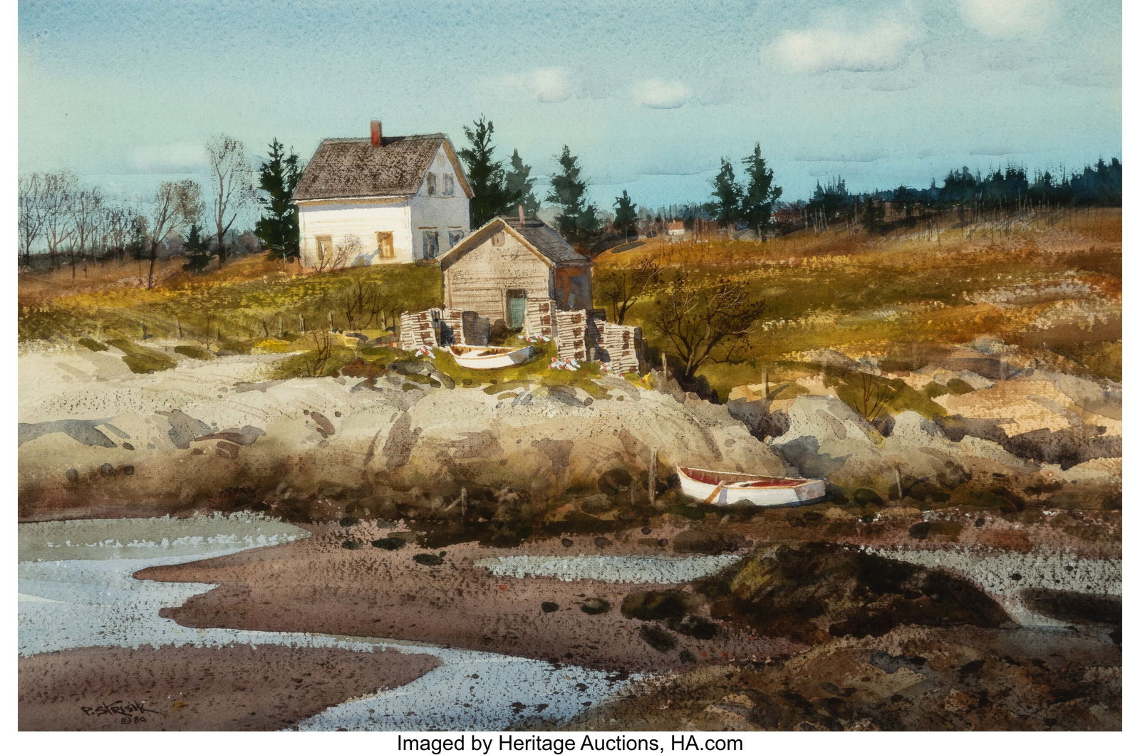 Paul Strisik (American, 1918-1998) Low Tide, Ind: Paul Strisik (American, 1918-1998) Low Tide, Indian River, 1980 Watercolor on paper 13-3/4 x 20-3/4 inches (34.9 x 52.7 cm) (sight&rpar