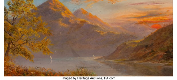 76170&colon; American School &lpar;19th Century&rpar; Rising Sun Oil on