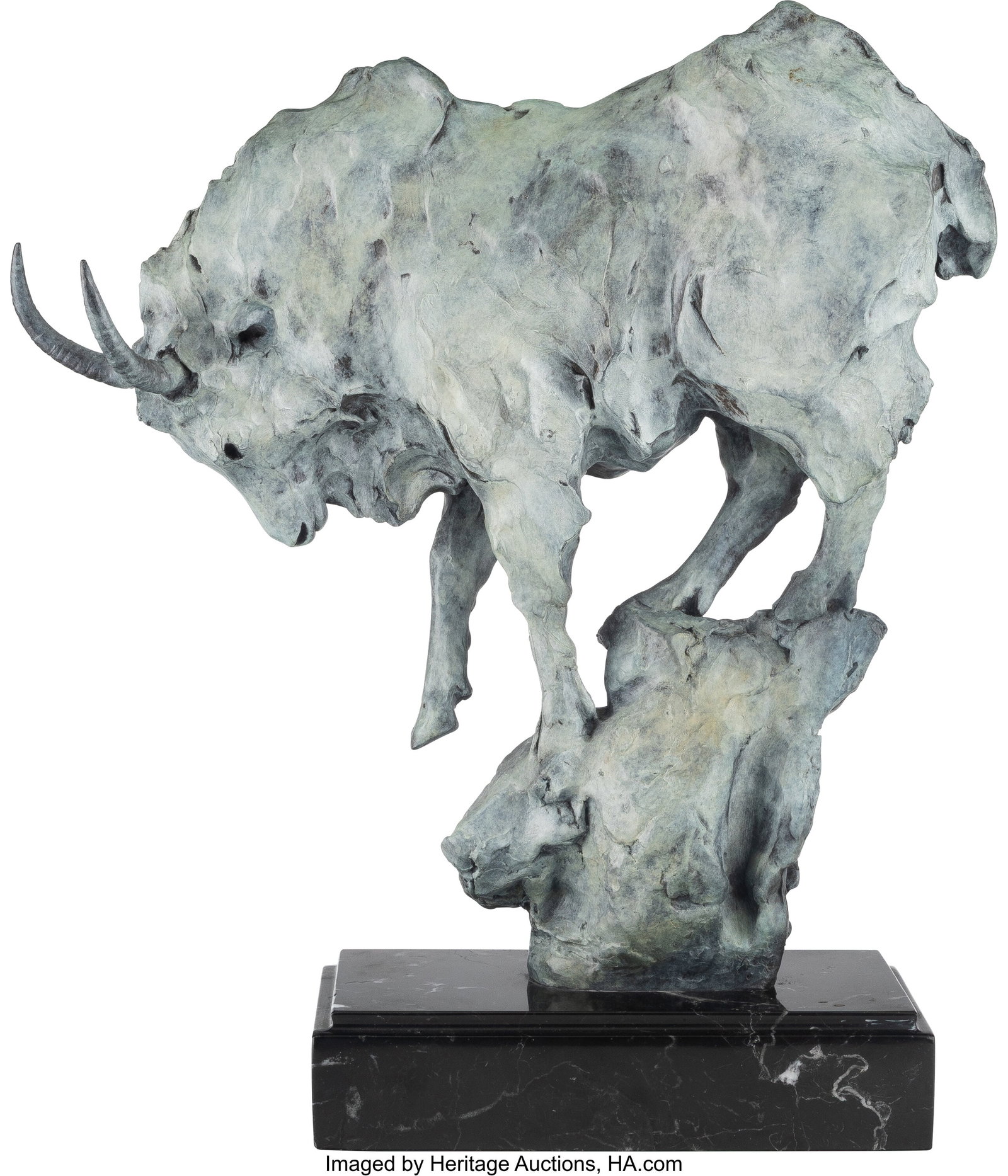 Sherry Sander (American, b. 1941) Goat, 1993 Bro: Sherry Sander (American, b. 1941) Goat, 1993 Bronze with blue/gray patina 14-1/8 inches (35.9 cm) high on a 2 inch (5.1 cm) high 