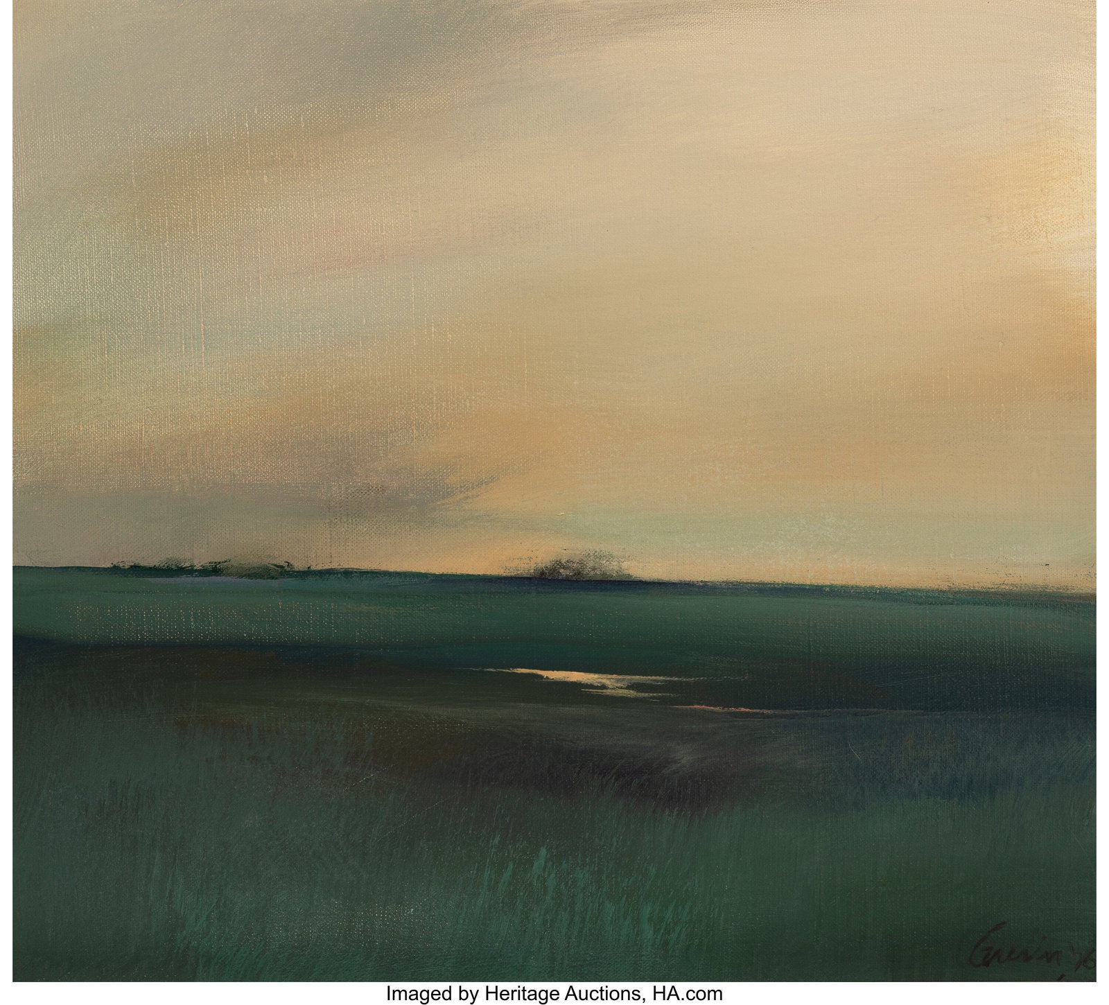 John William Guerin (American, 1920-2006) South : John William Guerin (American, 1920-2006) South Pasture, 1973 Oil on canvas 18 x 20 inches (45.7 x 50.8 cm) Signed and dated lower right: Guerin &Op