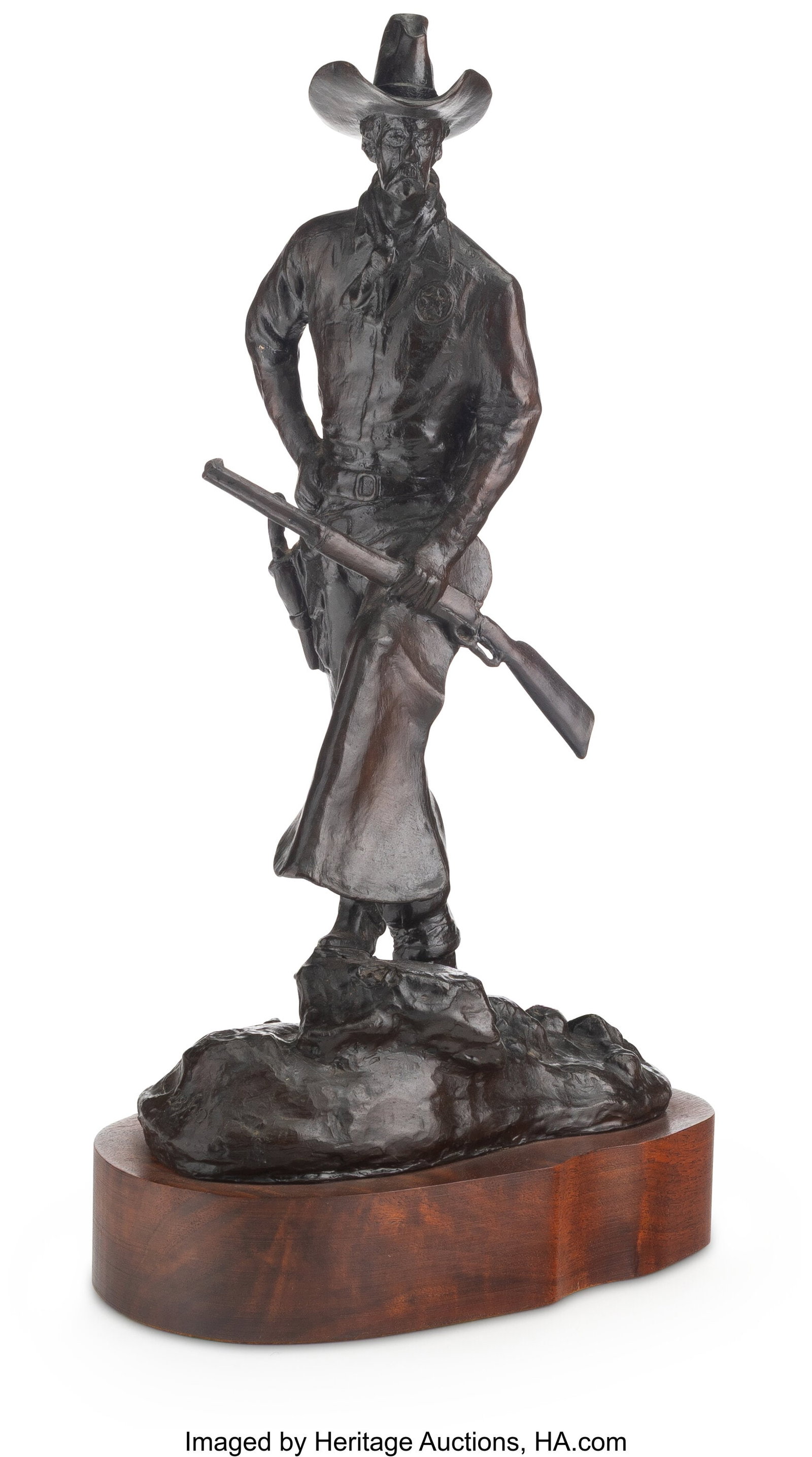 Melvin Charles Warren (American, 1920-1995) Texa: Melvin Charles Warren (American, 1920-1995) Texas Ranger, 1971 Bronze 13-1/4 inches (33.7 cm) high on a 1-5/8 inch (4.1 cm) high wood ba