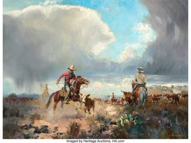 76228&colon; American School &lpar;20th Century&rpar; Heeling a Calf Oi