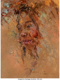 76288&colon; American School &lpar;19th Century&rpar; Portrait Oil on c