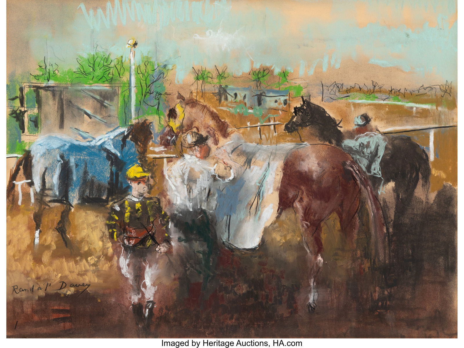 Randall Davey (American, 1887-1964) After the Ra: Randall Davey (American, 1887-1964) After the Race Pastel on paper 12 x 16 inches (30.5 x 40.6 cm) (sight) Signed lower left: Randall Davey PROV