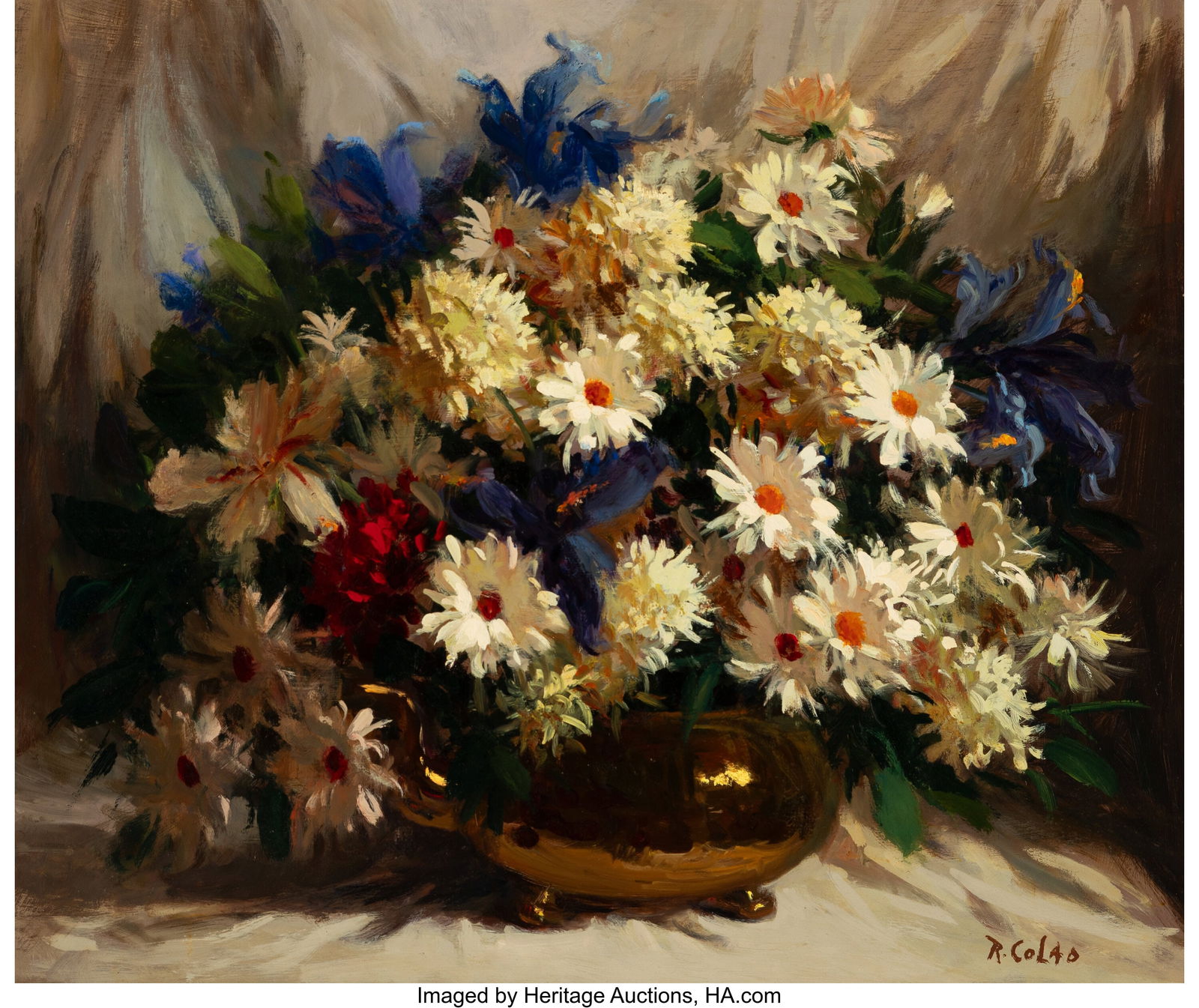 Rudolph Colao (American, 1927-2014) Still-life w: Rudolph Colao (American, 1927-2014) Still-life with Daisies Oil on Masonite 20 x 24 inches (50.8 x 61.0 cm) Signed lower right: R. Colao PROVENANCE