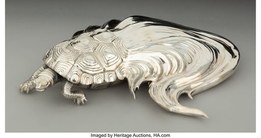 74056: A Japanese Silver Figure of a Minogame