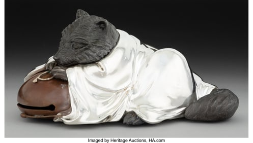 74057: A Japanese Silver and Mixed Metal Tanuki Table O