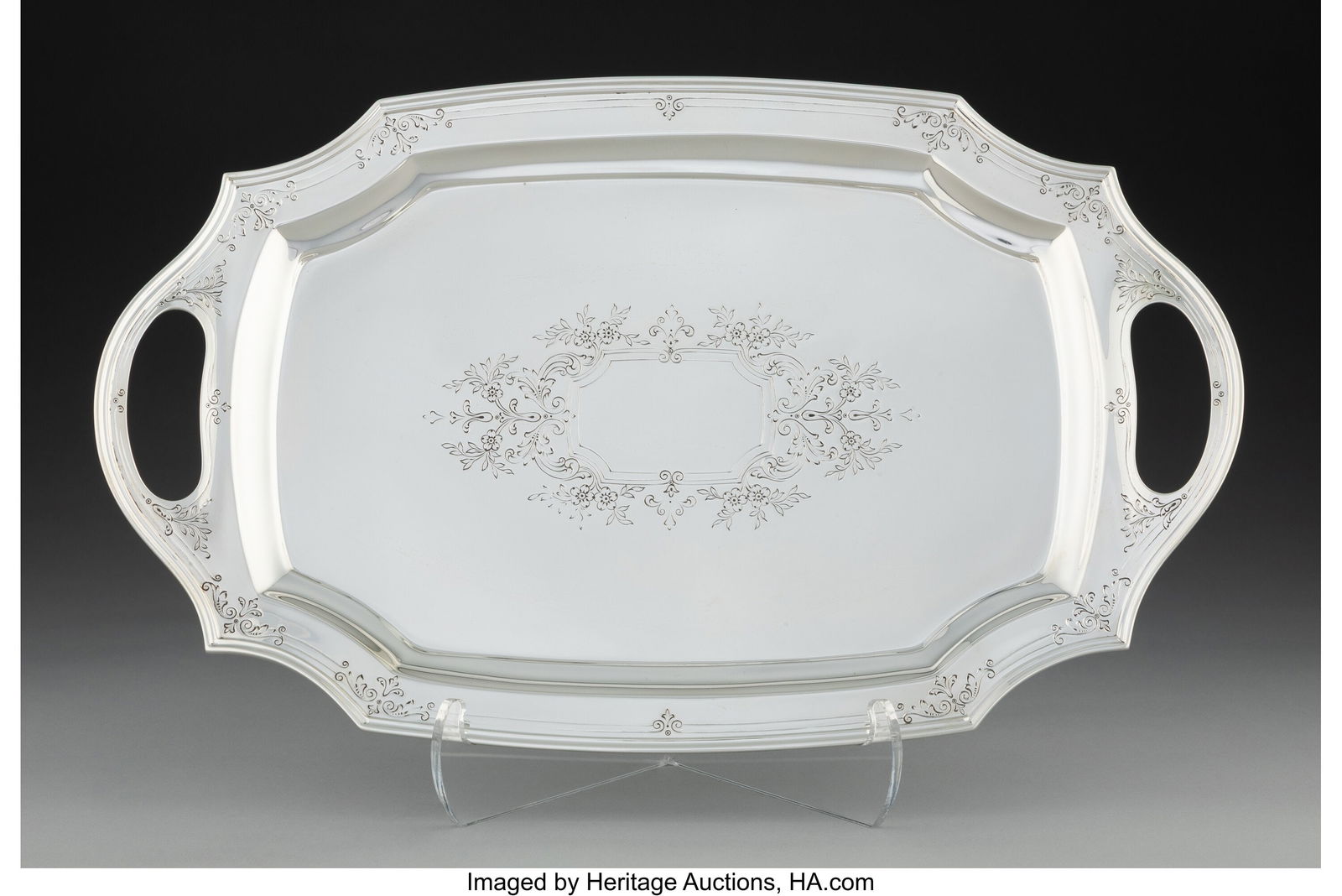 A Reed & Barton Silver Two-Handle Tray, Taunton, (1 of 4)