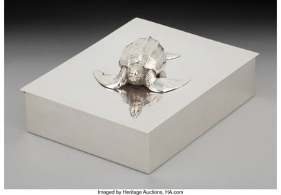 74185: A Tiffany & Co. Silver Box with Turtle Finial, N