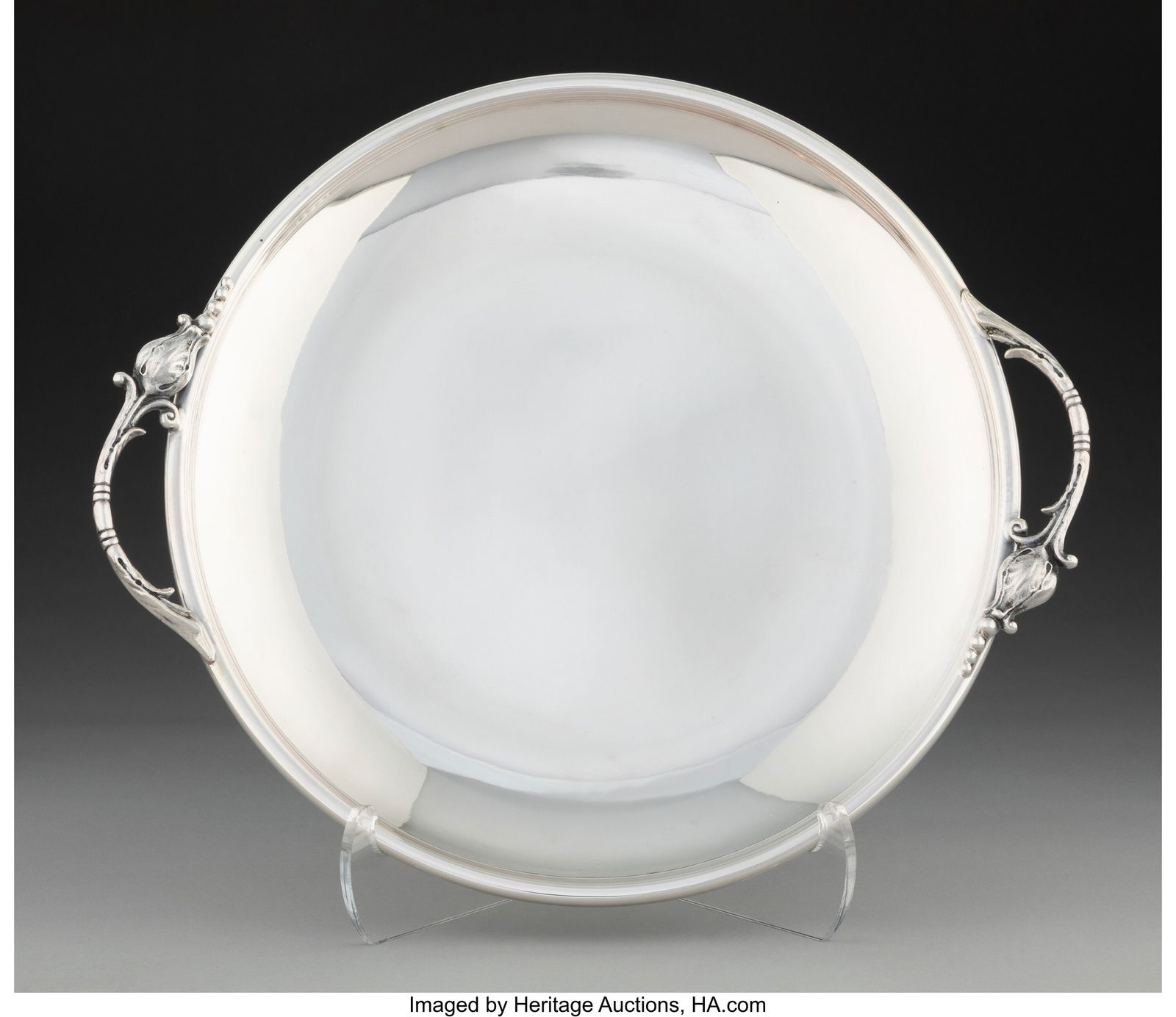 A Durham Silver Co. Silver Two-Handle Platter, N (1 of 4)