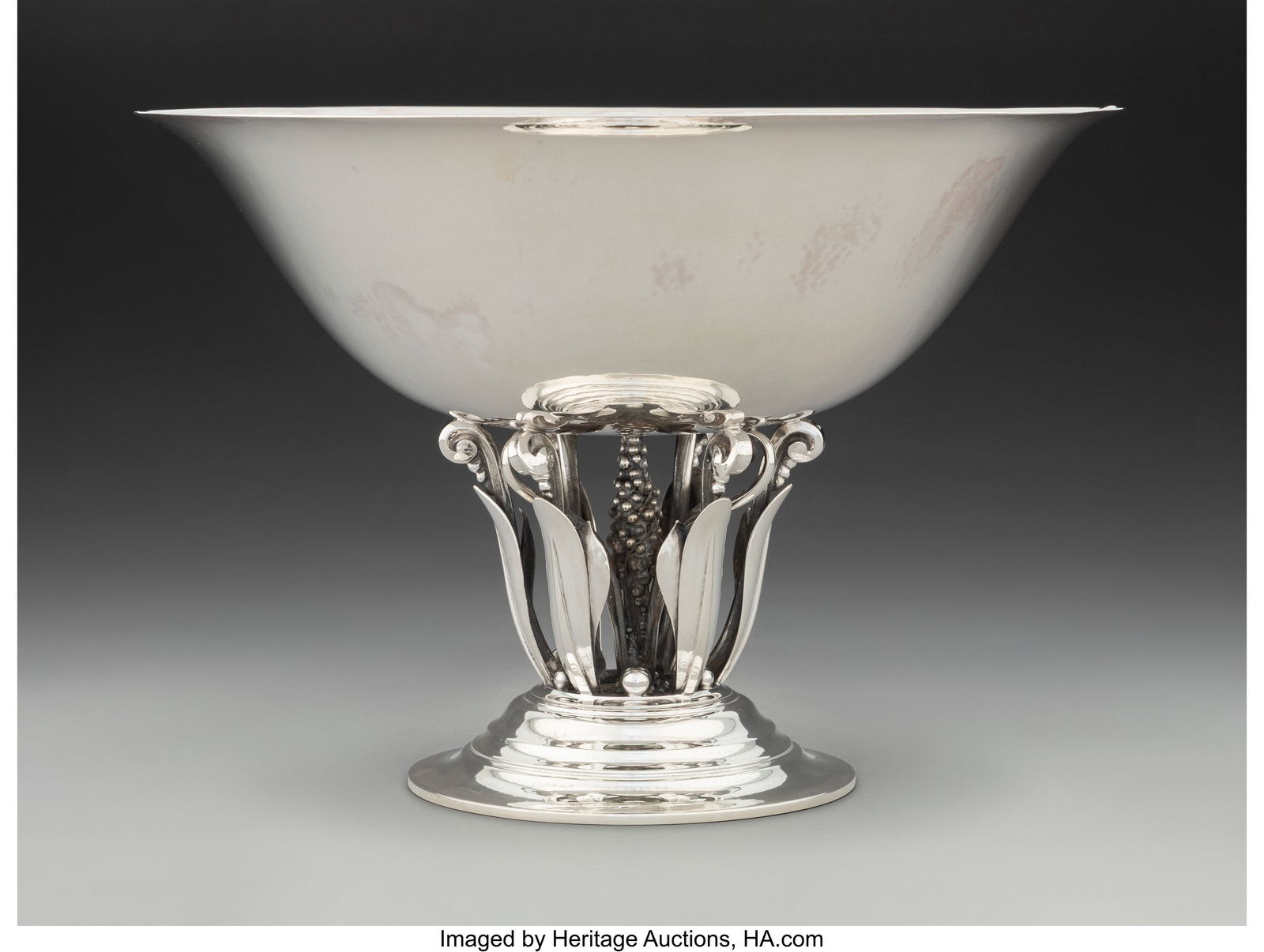 A Georg Jensen & Wendel AS No. 196 Silver Footed: A Georg Jensen & Wendel AS No. 196 Silver Footed Bowl, Copenhagen, 1945-1951 Designed by Johan Rohde Marks: GEORG JENSEN & WENDEL AS, DENMARK, 196, S