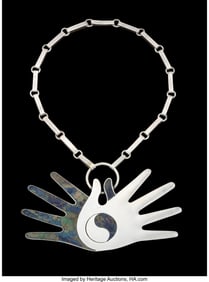 74208: A William Spratling Silver and Malachite Double-